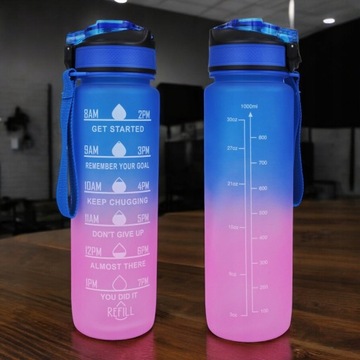 МОТИВАЦИОННАЯ БУТЫЛКА ДЛЯ ВОДЫ 1000МЛ БУТЫЛКА С МЕРКОЙ FITNESS GYM 1Л