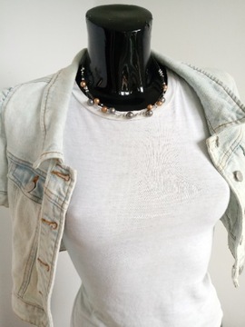 Y2k винтажное жемчужное колье, колье, металлический медный жемчуг на нитке в стиле бохо