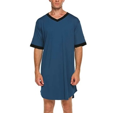 Men Slp Robes Short Slve V Neck Nightgown Homewear
