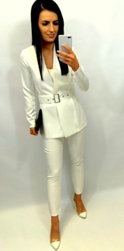 Женский костюм Женский костюмный комплект Блейзер Брюки Ecru Communion M