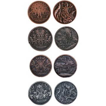MITOLOGIA CTHULHU ZESTAW 4 METALOWYCH MONET LARP RPG