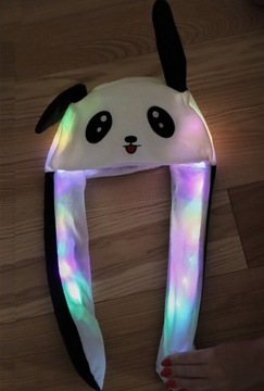 CZAPKA PLUSZOWA KIGURUMI USZY RUCHOME LED PANDA