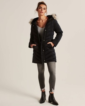 ABERCROMBIE KURTKA PARKA PUCHOWA KAPTUR CZARNA M