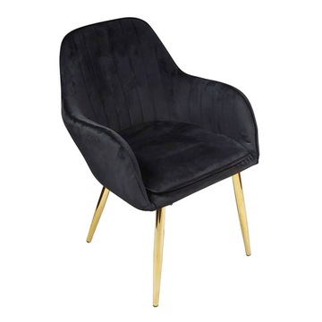 Fotel Floryda Gold Velvet czarny welur nogi złote