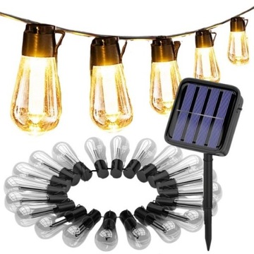 Girlanda solarna ogrodowa ozdobna 20 LED Żarówki