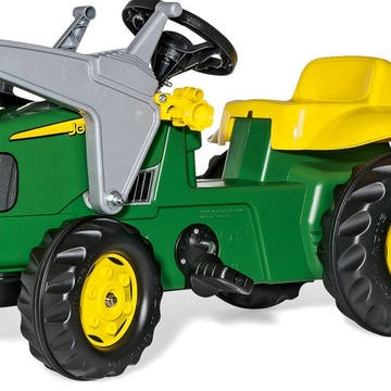 Педальный трактор Rolly Toys John Deere с ковшом и прицепом для детей 2–5 лет