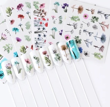 набор WATER NAIL STICKERS наклейки FLOWERS DECORATIONS LEAVES 10 шт.