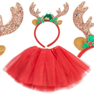 ZESTAW JELONEK ŚWĘTA SPÓDNICZKA TUTU 30cm RENIFER
