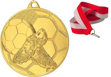 MEDAL PIŁKA NOŻNA ZŁOTY SR BR 50MM +WSTĄŻKA N WZÓR