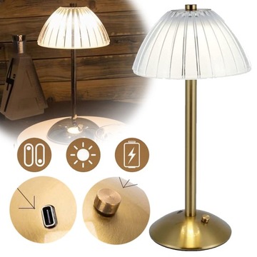BEZPRZEWODOWA LAMPA STOŁOWA LED Z AKUMULATOREM, ŚCIEMNIANA, DO SYPIALNIA