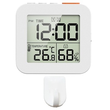 Cyfrowy zegar łazienkowy Wyświetlacz LCD Cyfrowy budzik 1 haczyk biały