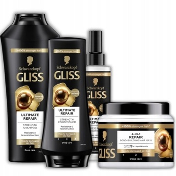 Gliss Ultimate Repair Szampon Maska Odżywka do Włosów Bardzo Zniszczonych