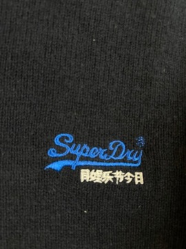 SuperDry sweter lambswool wełna unikatLogoKlasyk L