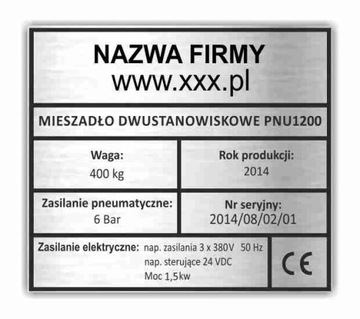 ТАБЛИЧКА CE 80x70 мм С ГРАВИРОВКОЙ