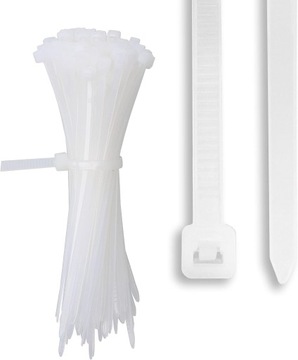 100x КАБЕЛЬНЫЕ СВЯЗКИ БЕЛЫЕ СВЯЗИ 2,5x250 мм