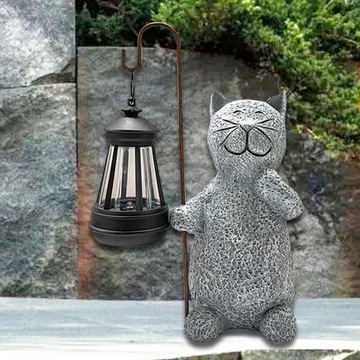 Nowoczesna żywiczna lampa słoneczna Cat z lampami słonecznymi. Statua ogrodowa z oświetleniem zewnętrznym