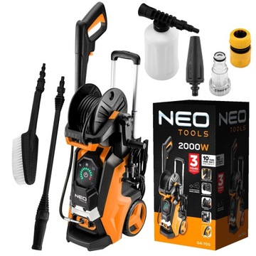 МОЙКА ДАВЛЕНИЯ NEO 2000ВТ, ДАВЛЕНИЕ 150 БАР, КОМПЛЕКТ АКСЕССУАРОВ ДЛЯ ШЛАНГА 04-705
