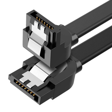 Кабель плоский угловой SATA 1.0-3.0 до 5Гбит/с 0,5м - черный