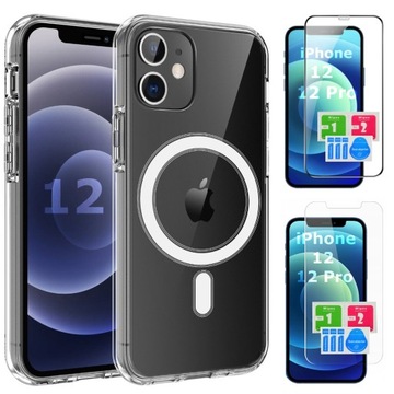 ETUI OBUDOWA do IPHONE 12 / 12 Pro do Magsafe MAGNETYCZNE + 2x SZKŁO 9H