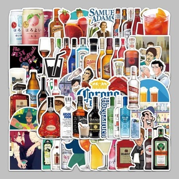 56pcs Red Wine White Wine Whiskey Graffiti Ha