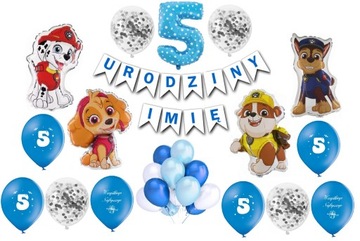 Zestaw Psi Patrol Balony 5 Urodziny Chase Skye