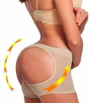 Modelujące majtki push up unoszące pośladki bielizna push up beżowa M S13