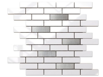 MOZAIKA BIAŁA WHITE POŁYSK SILVER CEGIEŁKA MUREK
