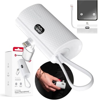 FORCELL Powerbank Power Plug 5000 mAh wbudowne złącze Lightning PD 20W