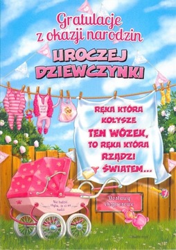Karnet kartka Z OKAZJI NARODZIN Uroczek DZIEWCZYNKI C5