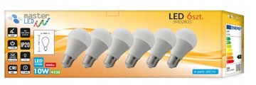 ŻARÓWKA LED SMD E27 10W CIEPŁA ZESTAW 6 sztuk