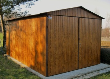 Жестяной гараж 3х5 с фронтоном Золотой дуб Металлические листы под дерево