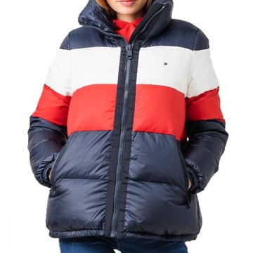 TOMMY HILFIGER Kurtka damska puchowa, granatowa, pikowana, M