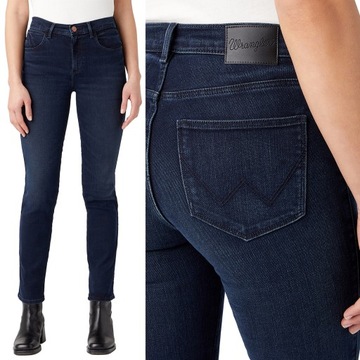 Wrangler SLIM Kourt DOPASOWANE PROSTE Z WYSOKIM STANEM CIEMNY DżINS W34 L32