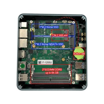 Komputer Mini PC F3 Intel i7 1255U DDR5 HDMI DP LAN USB Type-C WiFi BT