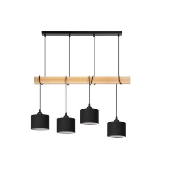 LAMPA WISZĄCA BELKA DREWNIANA ABAŻUR TKANINA LED