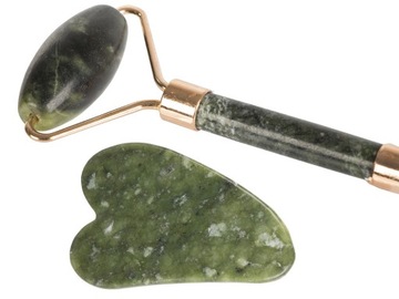 Массажер для лица 3в1 GUA SHA STONE с набором жадеитовых роликов, массажный ролик