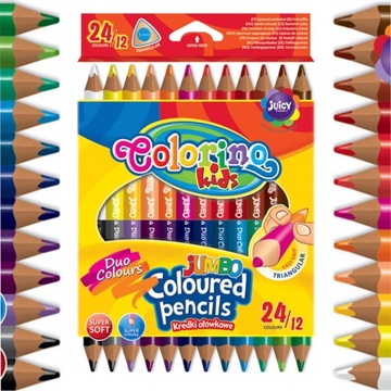 Kredki trójkątne dwustronne Colorino JUMBO 24 kol