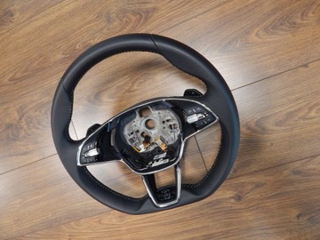 Skoda Octavia IV Kodiaq Karoq - kierownica grzana łopatki DSG 5E3 biała nić