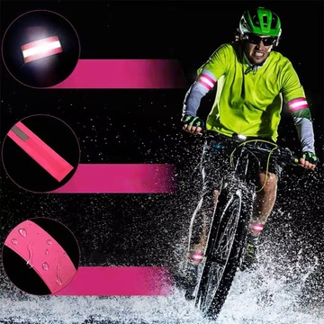 2 регулируемых светоотражающих ленты, светоотражающий браслет для бега, розовая липучка