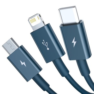 КАБЕЛЬ BASEUS 3В1 ДЛЯ iPhone USB — LIGHTNING TYPE C КАЧЕСТВЕННЫЙ MICRO USB + СТИЛУС