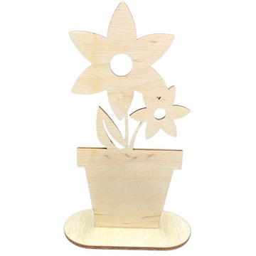 DREWNIANE KWIATKI W DONICZCE KWIATY KWIATEK DECOUPAGE DEKORACJA PREZENT