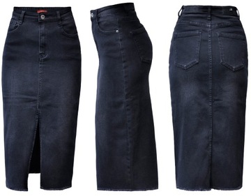 #30781 Spódnica JEANS denim ołówkowa rozcięcie XS