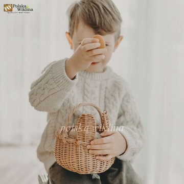 ПАСХАЛЬНАЯ КОРЗИНКА, МИШКА, ПЛЕТЕННАЯ КОРЗИНА С УШАМИ ДЛЯ ПОКОЛЕНИЯ, 15 СМ НАТУРАЛЬНЫЙ