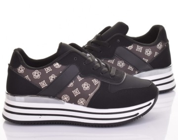 SNEAKERSY DAMSKIE MODNE BUTY SPORTOWE NA PLATFORMIE EKO SKÓRZANE