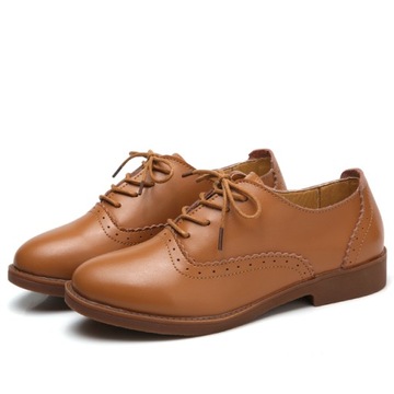 Autentyczne skórzane buty Oxford Flat