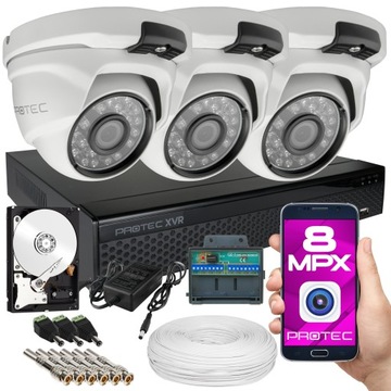 PREMIUM ZESTAW DO MONITORINGU 3 KAMERY KOPUŁY 8MP