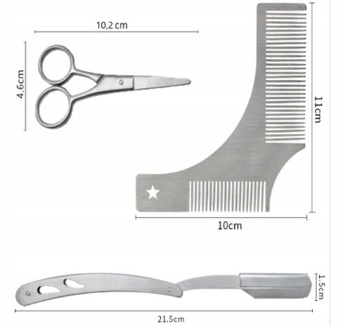 Набор для бороды, бритва, трафарет, накидка, кисть
