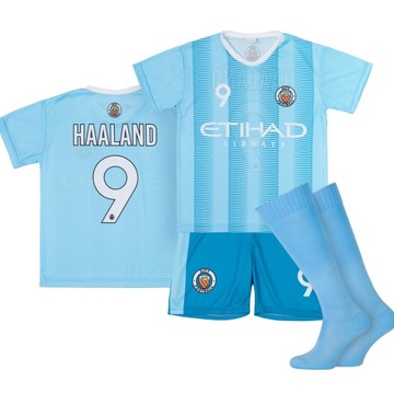 Strój / komplet piłkarski + getry HAALAND MANCHESTER CITY 7 rozm. 158