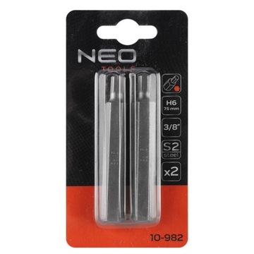 Końcówka HEX 6 x 75 mm, S2 x 2 szt., NEO 10-982