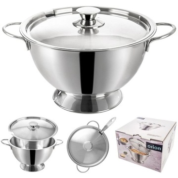 Waza STALOWA srebrna na zupę stołowa z pokrywką do podawania zupy na stół